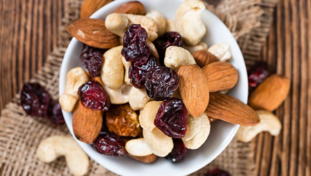 healthy snack of trail mix 