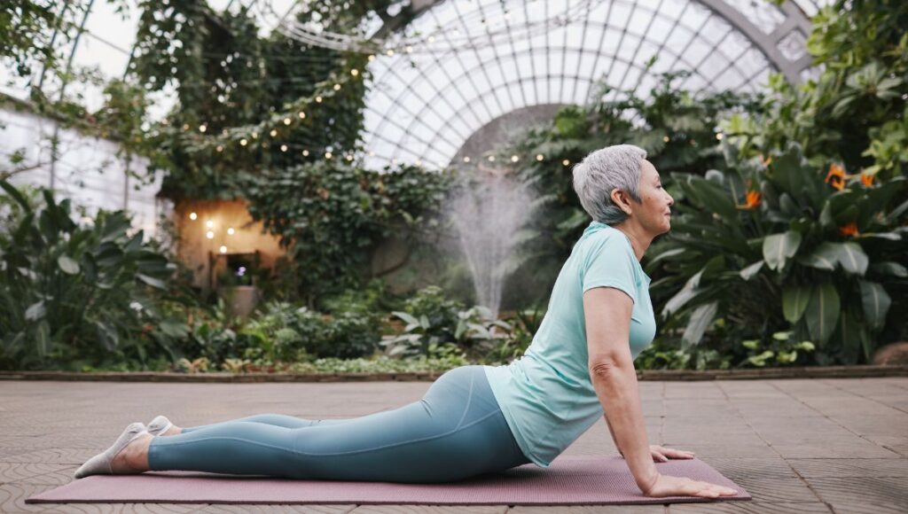 woman in cobra pose yoga 